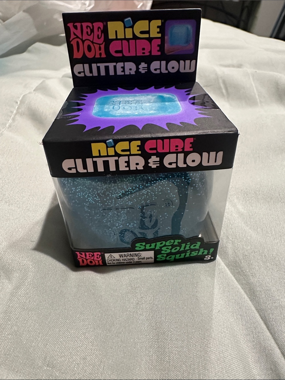 NeeDoh Nice Cube Glitter & Glow - Blue Glitter